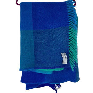 IKEA wool throw blanket blues greens 61 x 45
